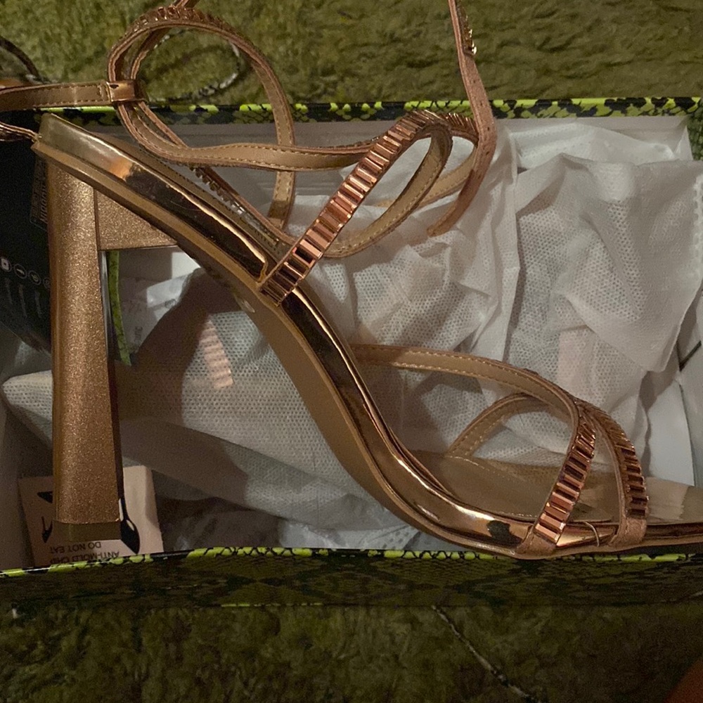 Brand new rose gold wrap up strappy heels